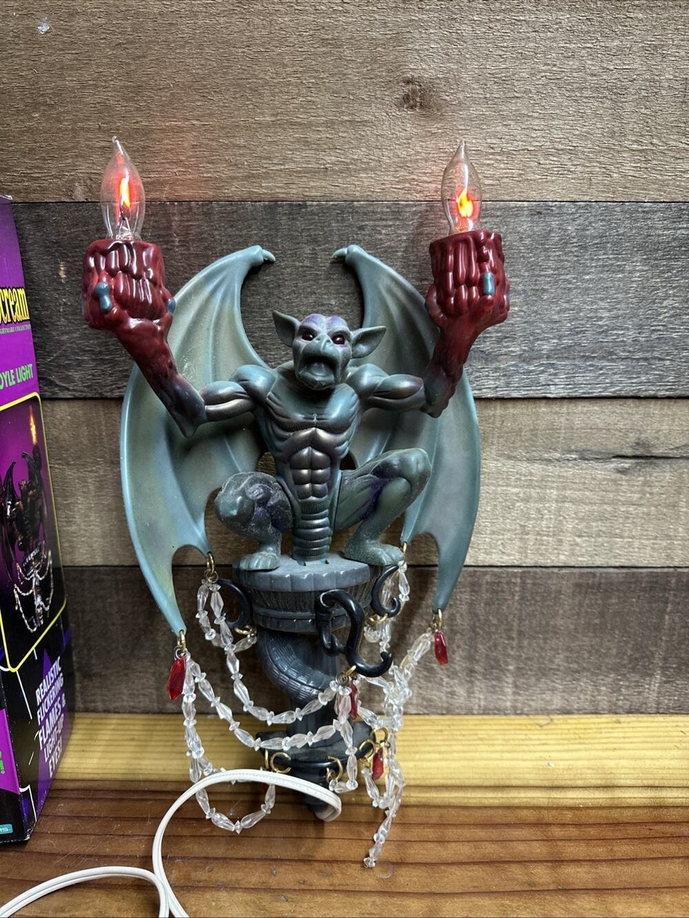 VTG 1996 Halloween Flickering Gargoyle Light Decoration Trendmasters In Box